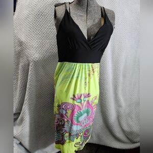 Lagaci Black and Yellow High Low Dress